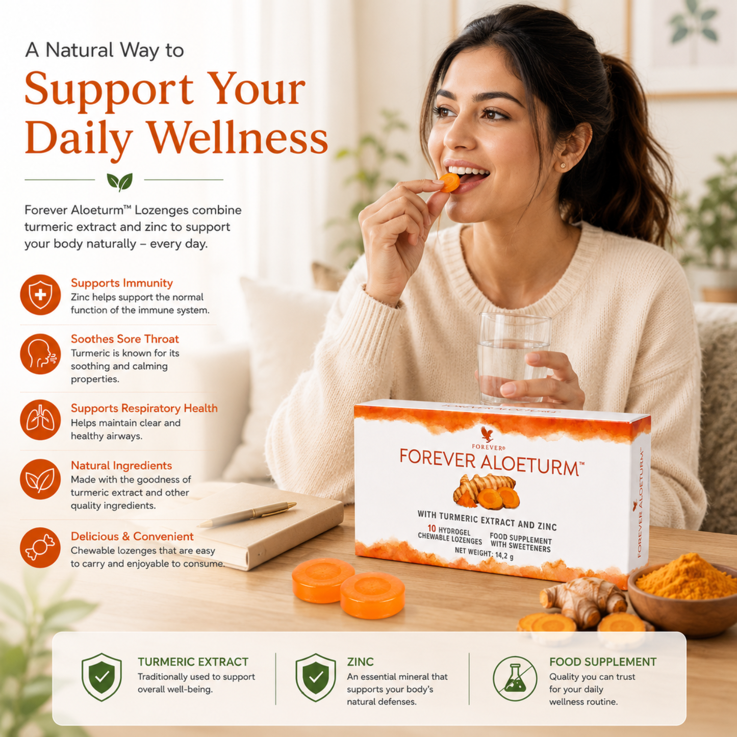 Forever AloeTurm™ – Turmeric & Zinc Lozenges for Daily Wellness